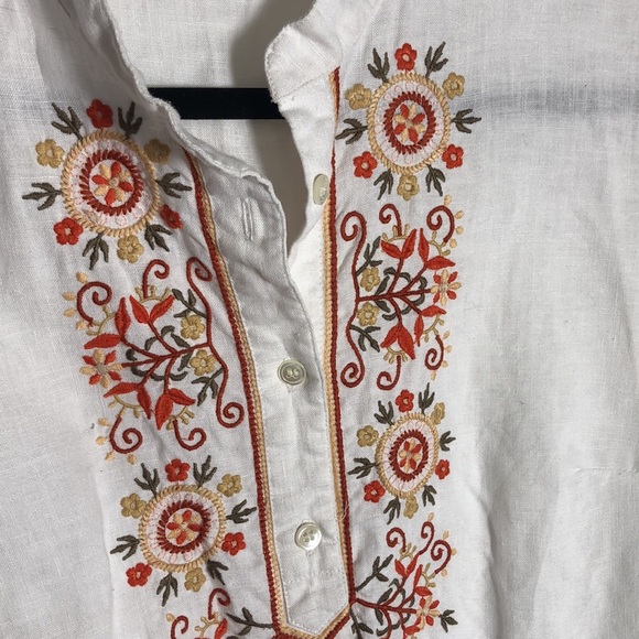 100% Linen Embroidered Top SzM - Picture 2 of 5